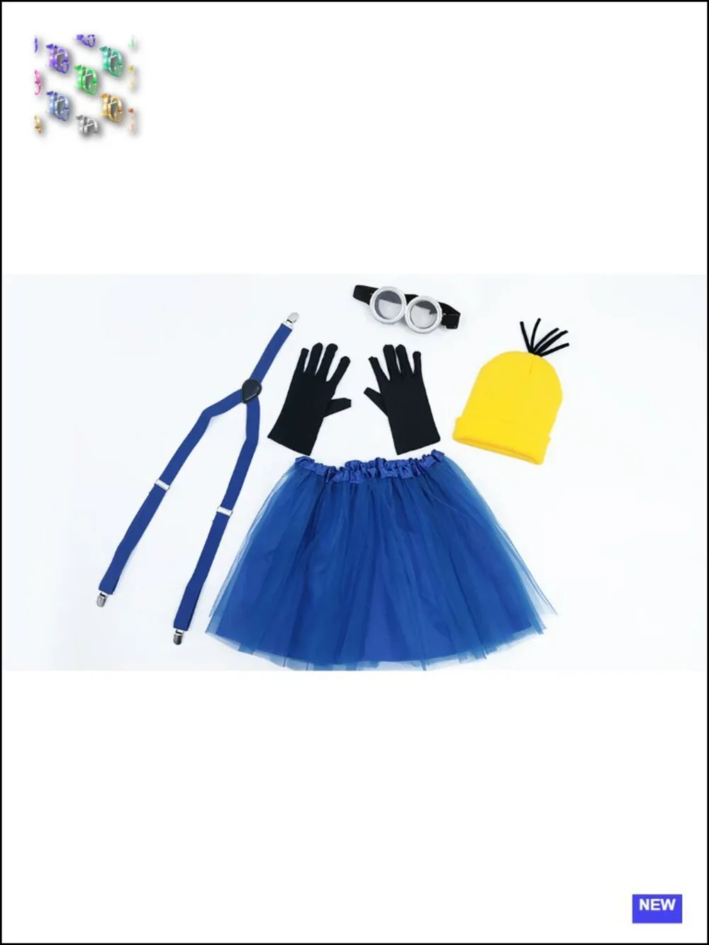 Kids Halloween Costume Set Tutu Skirt, Hat, Goggles, Suspenders, Gloves - 5